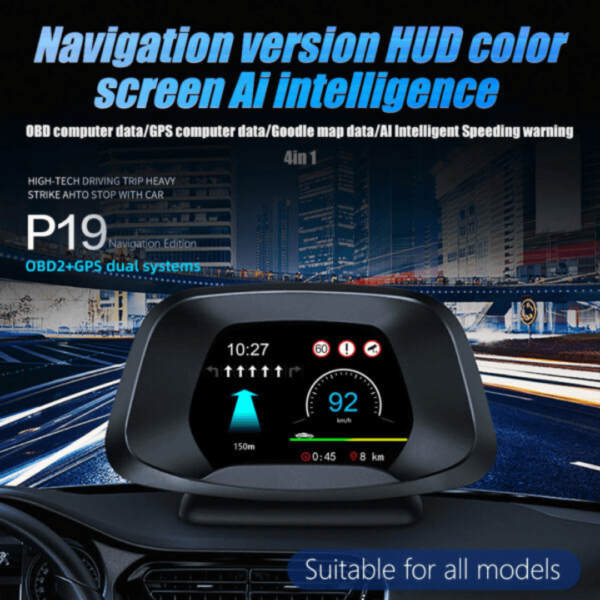 P19 HUD Car Navigation OBD2 GPS Dual system head up display