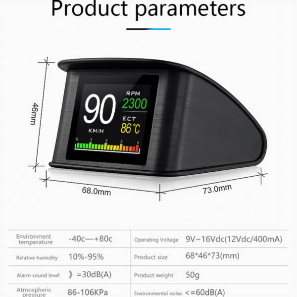 P10 Car HUD Head Up Display Smart Digital Speedometer with OBD2/EUOBD Port LED Display OBD 2 Scanner Diagnostic Tool Speed Alarm - Image 2