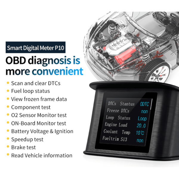 P10 Car HUD Head Up Display Smart Digital Speedometer with OBD2/EUOBD Port LED Display OBD 2 Scanner Diagnostic Tool Speed Alarm - Image 3