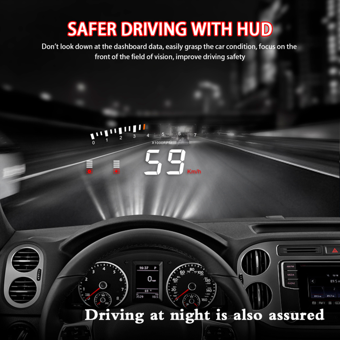 Description X5 OBD2 HUD Head Up Display Windscreen Projector Speed Warning System Alarm 3 inch