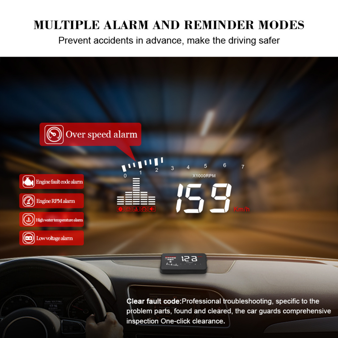 Description X5 OBD2 HUD Head Up Display Windscreen Projector Speed Warning System Alarm 3 inch