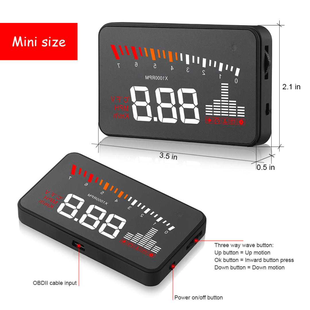 Description X5 OBD2 HUD Head Up Display Windscreen Projector Speed Warning System Alarm 3 inch