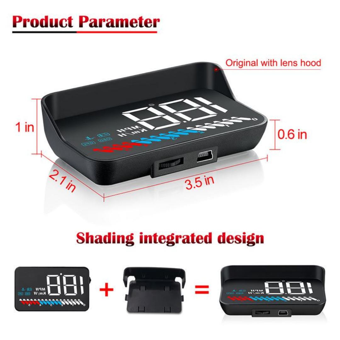 Description 3.5 Inch Universal Car OBD2 + GPS HUD Vehicle-mounted Head Up Display